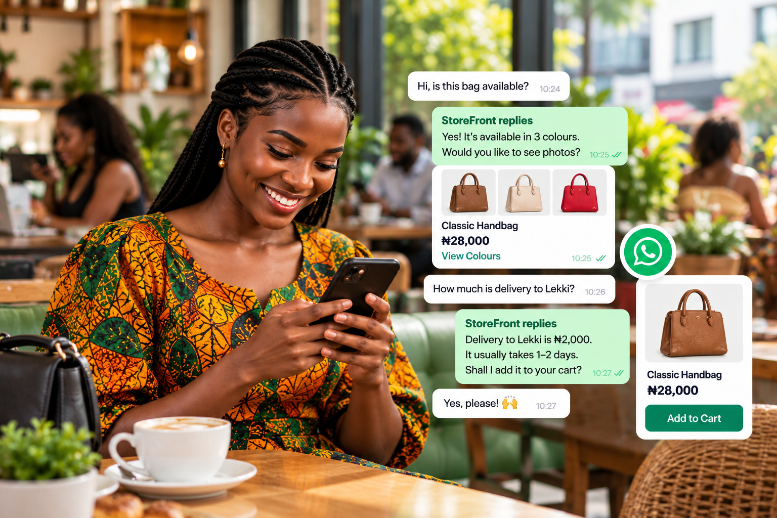 Nigerian customer using StoreFront to shop through WhatsApp